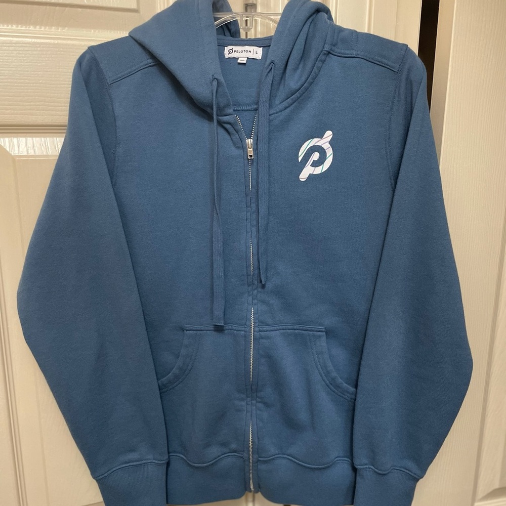 Peloton zip up hoodie, blue size L